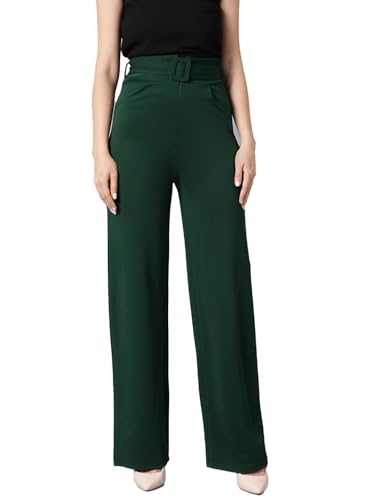 Image of KOTTY Women's High Rise Viscose Rayon Relaxed Fit Korean Trousers