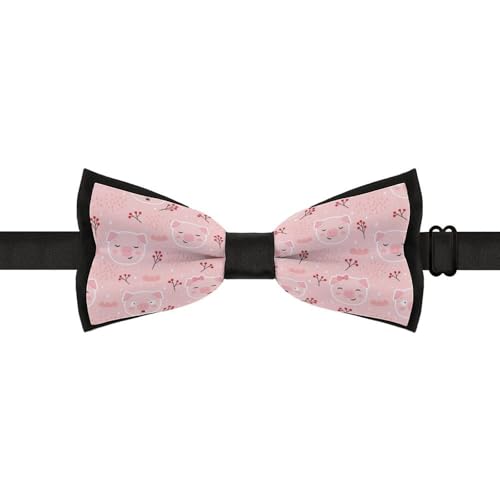GoasNei Cute Piglet Pattern Bow Tie for Men Adjustable Necktie Funny Tie Neck Ties for Weddings Party