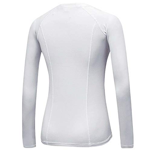 Sillictor Thermal Base Layer Womens Wicking Ski Base Layers with Thumb Hole Long Sleeve Running Top for Sports Gym Hiking Cycling Women Compression Tops High Wicking Breathable Warm 5021 White XS - Image 2