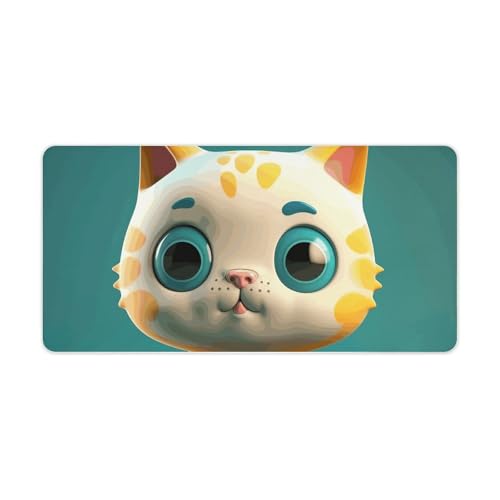 Grand tapis de souris antidérapant chat yeux bleus 60x30cm