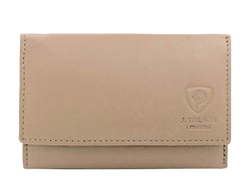 J. Wilson London Ladies RFID Safe Designer Leather Purse Card Women Wallet Zip Pocket Boxed (Cream)