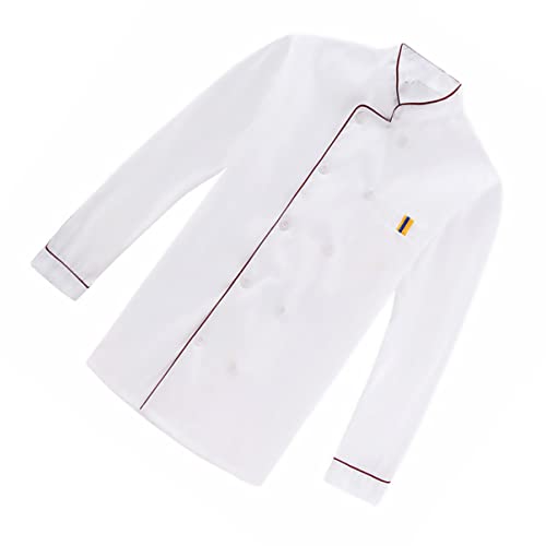 PartyKindom Casual Loose Long Sleeve Chef Jacket for Restaurant Bar Hotel and Outdoor Barbecue Red Embossed Design Oil Easy to Wash Unisex Catering Clothing