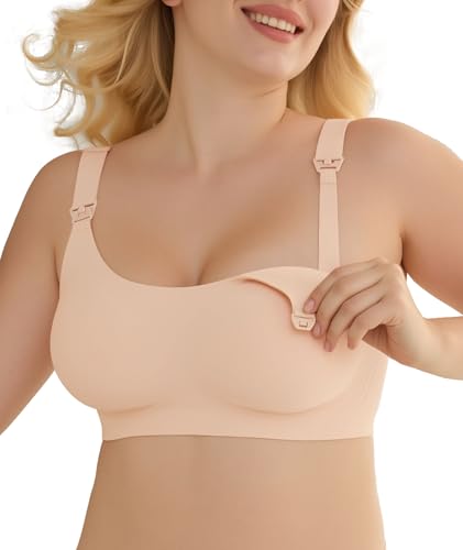 Image of As Fairy Nursing Bras for Breastfeeding Natural Shape Maternity Bra Seamless Jelly Strip Support Comfort Pregnancy Bra