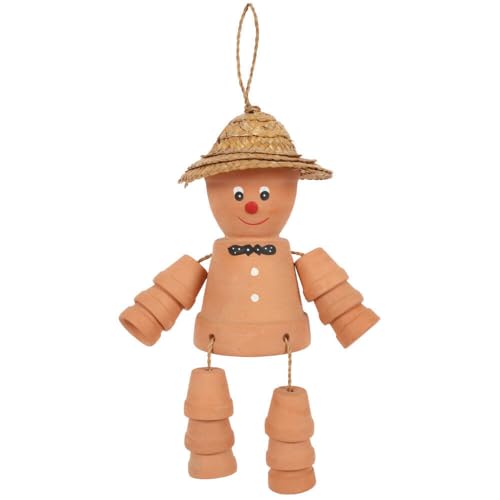 Adorable Orange Terracotta Pot Man - (33cm x 12.5cm) - Unique Gift Idea, Eye-Catching Novelty Design & Durable Material - Perfect Home & Garden Decor
