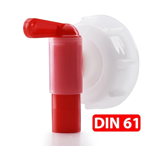2 Stk Auslaufhahn Dosierhahn DIN61 - Auslaufhahn/Dosierhahn Für 15-60 Liter Kanister - Kanister Zapfhahn Weiß-Rot(DIN 61 Gewinde Kanister)