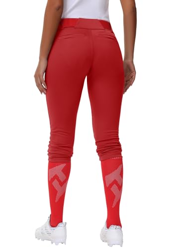 MIVEI Womens Utility Softball Pants - Woman Adult Tweeners Low Rise 3/4 Leg Track Pants Dual-Layer Knee Youth Girls