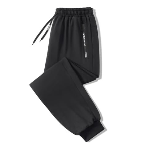 Jogging femme pantalon large noir uni avec poches pour sport et detente