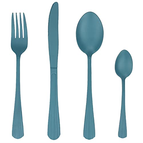 Genérico Juego de Cubiertos de Acero Inoxidable de 16 Piezas, Cubiertos Coloridos con Acabado Pulido para cenas Occidentales, vajilla Duradera para restaurantes, Incluye 4 Cubiertos, Elegante cuberte