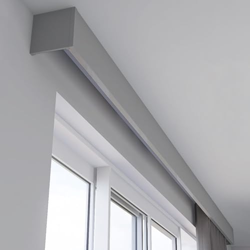 Rail à rideaux avec cantonnière en métal, système 3 en 1 personnalisable pour fenêtres