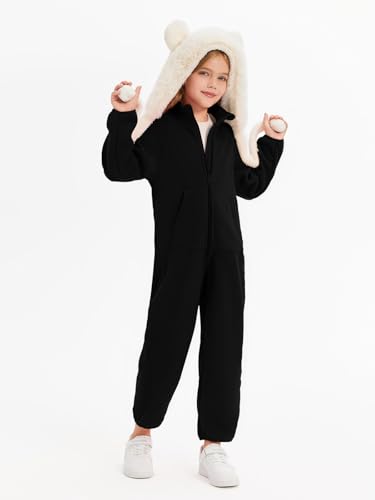 rrhss Girls One Piece Pajamas Long Sleeve Zip-Front Fleece Blanket Sleeper with Pockets 5-14 Years3