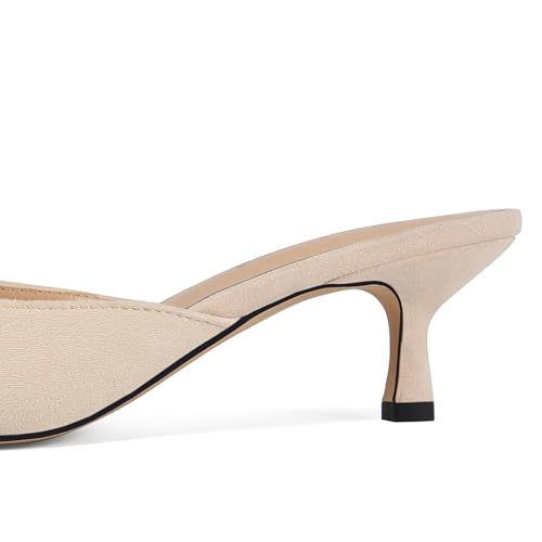 Image of Fericzot Mule Slippers for Women,Slingback Buckle Pumps Pointed Toe Kitten Heels Shoes Slides Backless Dress Sandals