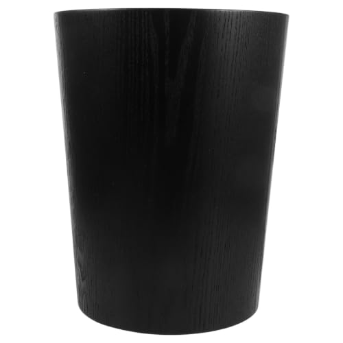 Papelera de madera negra con acabado natural Amosfun de diseño funcional
