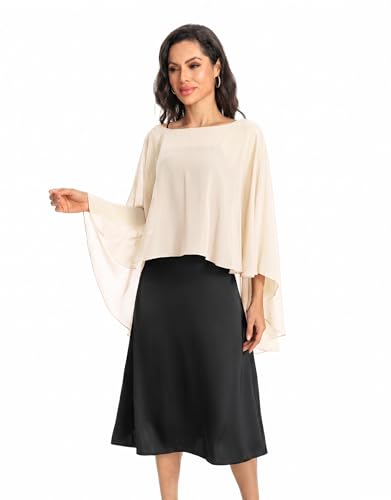 Image of Baoqiya Chiffon Capes Sheer Capelets Long Cape Poncho For Women Plus Size