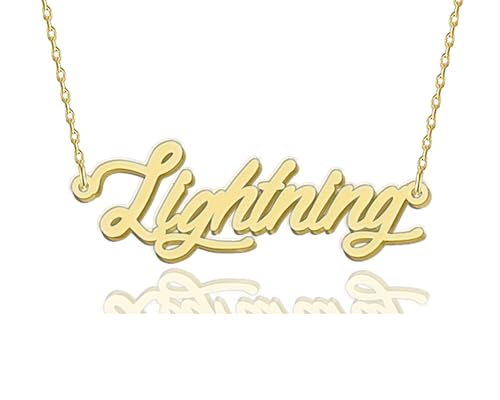 HUAN XUN Lightning Necklace Gold Letter Name Necklace Personalized Gifts for Women Charm Pendant Stainless Steel Jewelry