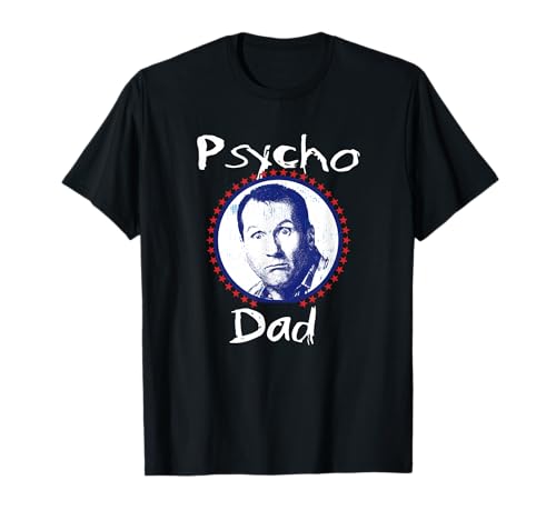 LFH Psycho Dad Funny T-Shirt - Men's Unisex Black Small Classic Mao Collar Letter Print T-Shirt