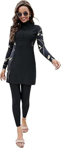 Women Muslim Swimsuits UPF 50+ Modest Islamic Swimwear Burkini Long Sleeve Leggings Pants Two-piece Bathing Suits Full Coverage Tops Pants Set Rash Guard Bodysuit Surfwear Wetsuit Beachwear
