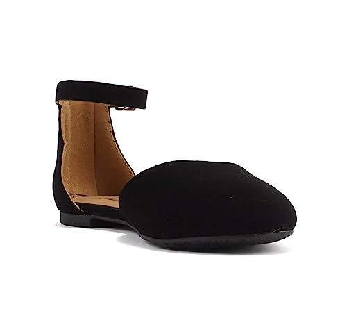 Soda “Missy-2” ~ Little Kids/Children/Girls Closed Round Toe Back Counter Open Side Ankle Strap Zipper Fashion Flat Shoe4