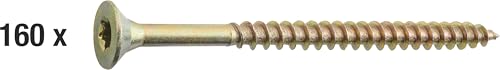 Connex Universalschrauben 5,0 x 70 mm - 160 Stück im Set - Senkkopf - TX-Antrieb - Teilgewinde - Gelb verzinkt / Schrauben-Set / Schrauben… – Ansicht 4