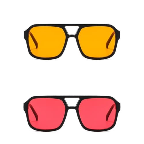 Image of Retro 70s Square Aviator Sunglasses Women Men Vintage Rectangle Sunglasses Flat Frame Trendy Shades
