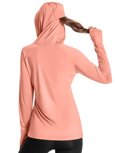 Image of Holure Women's Activewear Shirts UPF 50+ Long Sleeve Tops Workout Sun Shirt Outdoor Hiking Shirt Quick Dry Lightweight Shirts Pink 04-S