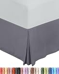 Utopia Bedding Valance Sheet Single, OEKO-TEX Certified, Soft Brushed Polyester Microfiber, Fits Under the Mattress, Pleated Base Bed Skirt with a Drop of 40 cm (Grey)