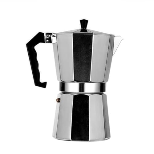Lamanttモカポット 抽出器 コーヒーメーカー ティーポット スターアニス 電気コンロ/直火対応 大容量 ポータブル キッチン用品 家庭用 (100ml,銀)