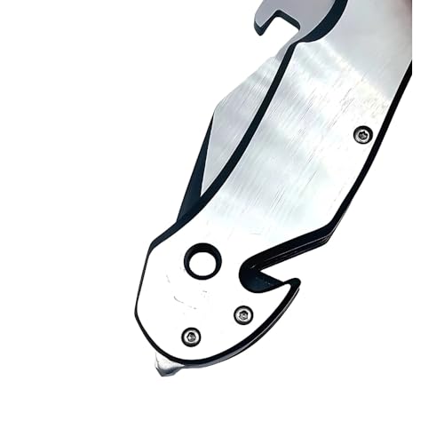 Canivete Tático Dobrável, Lâmina em Aço Inox, Cabo em Titânio, Design Multi Uso, Preto