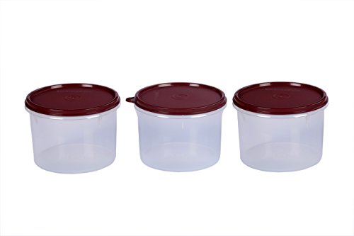 Image of Signoraware Store Well Plastic Container Set, 1.1 Litres, Set of 3, Maroon