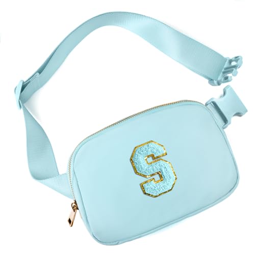 Image of Gitus Gifts for 8 9 10 11 12 Year Old Girls Belt Bag Fanny Pack Crossbody Bags with Initial Letter Patch Cute Stuff Birthday Gifts for Teen Girls Women Personalized Trend Stuff (Icing Blue-S)