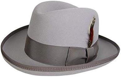 Godfather Homburg Fedora Hat in Rain Drop Silver with Tan Band
