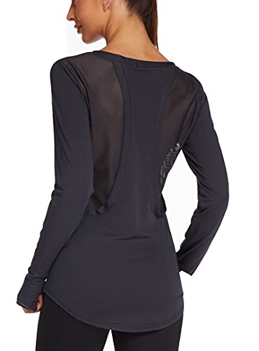 Pinspark Womens Long Sleeve Yoga Tops Tunic Exercise Shirts For Women Training Workout Tops Black L #TOP28