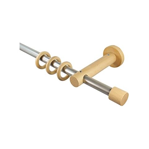 Gardinenstangen 16 mm aus Metall und Holz Alu/Buche Endstück Kappe Cover