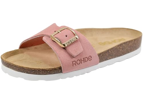 Rohde Damen Pantolette Leder Tieffußbett Schnalle Alba 5589, Größe:38 EU, Farbe:Pink