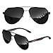 LUENX Aviator Sunglasses for Men Polarized Pilot Shades UV400 Sun Glasses 61mm,Black Lens Matte Black Frame
