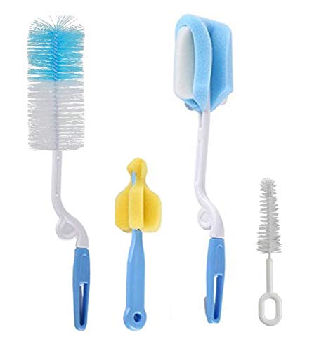 SYGA Baby Milk Bottle Nipple Straw Brush Sponge Nylon Cleaning Brush Cleaner Bottle Tong Set (Color May Vary) (4 Pcs) SYGA Baby Milk Bottle Nipple Straw Brush Sponge Nylon Cleaning Brush Cleaner Bottle Tong Set (Color May Vary) (4 Pcs)