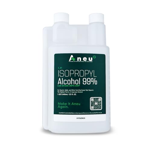 Aneu Isopropyl Alcohol 99% USP – 32oz (1 Pack) Lab Grade Cleaner | Ideal for Quartz, Concentrate Tools & Hard Surfaces | Easy-Access Reservoir for Convenient Dipping | 32oz - 1 Pack