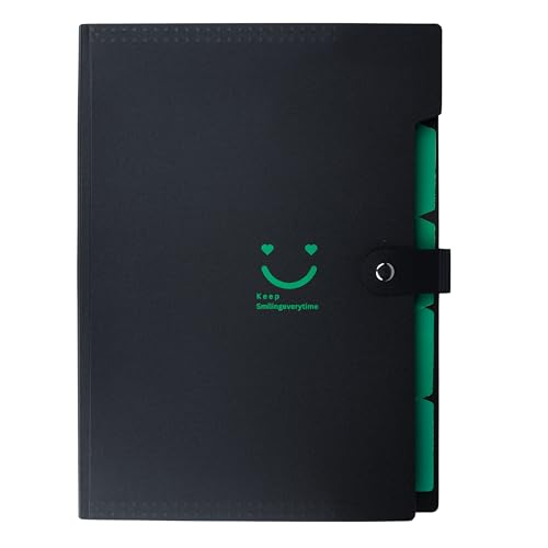 Image of SPS 5 Pocket Expanding File Folder Smile Design - Fits A4 & Letter Size Document Organizer, Accordion File Folders, File Holder for Office, School & Home Use - Green