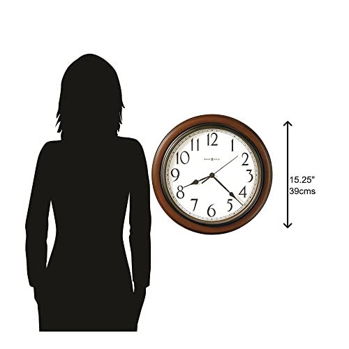 Howard Miller Kalvin Wall Clock 625-418 – Medium Brown Cherry Finished Case, Charcoal Gray Accents, Modern Home Decor, Classic Round Design, Quartz Movement #TOP2