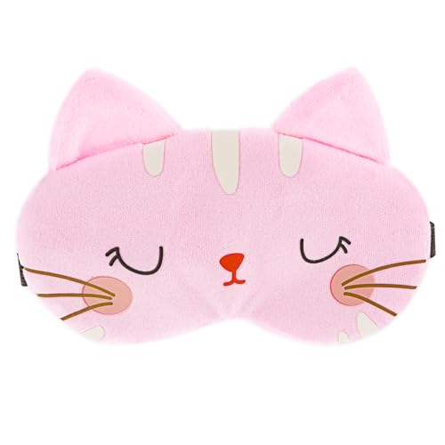 WLLHYF Antifaz Para Dormir de Dibujos Animados - Suave Felpa, Venda de Ojos de Gato, Cómoda Cubierta Para Los Ojos de Animales, Protección Divertida Para Mujeres y Hombres