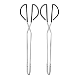 Gatuida 2 Stück Edelstahl Lebensmittelzange Schwarz Multifunktionale Grillclips Hitzebeständig mit Gebogenem Griff für Küchenzubehör und Brot Backen