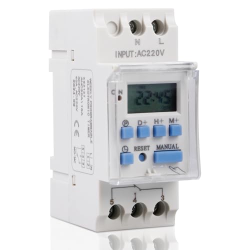 TIMER DIGITALE LCD PROGRAMMABILE: Il timer digitale settimanale dispone di 18 combinazioni di temporizzazione con un tempo minimo di un minuto e un tempo massimo di 168 ore. Puoi regolare la durata del timer in base alle tue esigenze, per una maggiore precisione e risparmio energetico.