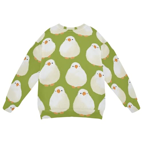 JUNZAN Cartoon Chicken Green Big Girls Hoodie Sweatshirt Crewneck Boys Sweat Shirt Sports 4T2