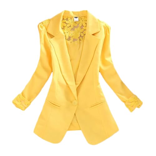 Blazer décontracté jaune Haitpant veste chic col cranté costume affaires M