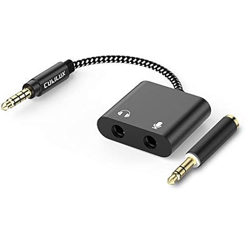 Cubilux 3.5mm Headphone Microphone Combiner, 3.5mm TRRS Male to TRS Female AUX MIC Splitter Compatible with Xbox One/360 PS4 PS5 MacBook Laptop PC Phone Computer Rode VideoMicro Cover