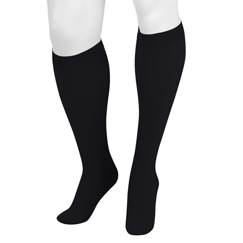 Image of Juzo Dynamic Varin, 3511 Knee-High 20-30 mmHg Closed Toe Compression Stocking with Silicone Top Band - Men & Women, Max Short, 4 (IV), Black
