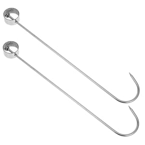 2pcs Roast Duck Hook BBQ Hooks Grill Meat Hooks Wear-Resistant Ham Hooks Deer Meat Processing Equipment Sausage Hooks Kitchen Meat Hooks Slaughter Hook Silver Stainless Steel