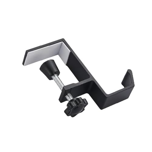 ヘッドホンハンガー 軽量 テーブルフック バックハンガーにも ネジ式 クランプ アルミ合金製 便利グッズ 装着簡単 フック 頑丈 シンプル【ブラック】