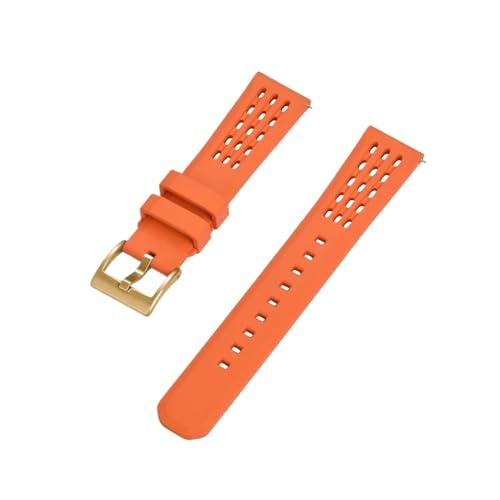 [KKTHRFFKK] Porous Structure Quick Release Fluorine Rubber Watch Strap 20mm 22mm New Band(Orange 3,22mm)