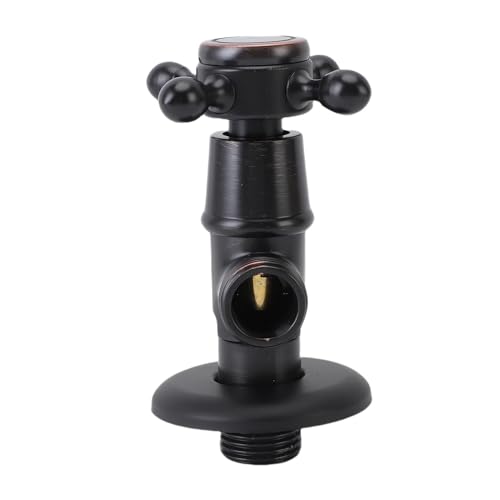 RASTKY Valvola di Arresto Ad Angolo Rame Ispessito Facile Installazione per Ristrutturazioni Domestiche Valvola di Intercettazione Dell'acqua G1/2 di Arresto Dell'acqua Vintage (BLACK)