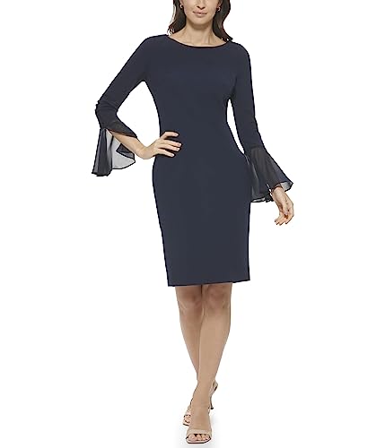 Calvin Klein Women's Long Sleeve Workwear Scuba Crepe Sheath Dress3